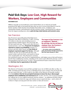 Paid Sick Days: Low Cost, High Reward for Workers, Employers and