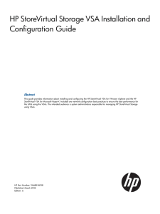 HP StoreVirtual Storage VSA Installation and Configuration Guide