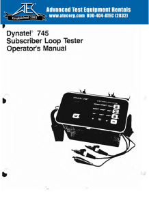 Dynatel 745 Subscriber Loop Tester Operator`s Manual