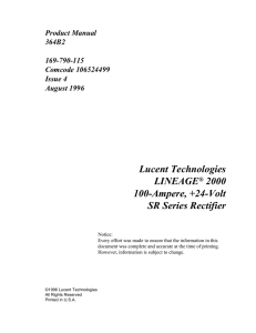 Lucent Technologies LINEAGE® 2000 100-Ampere, +24