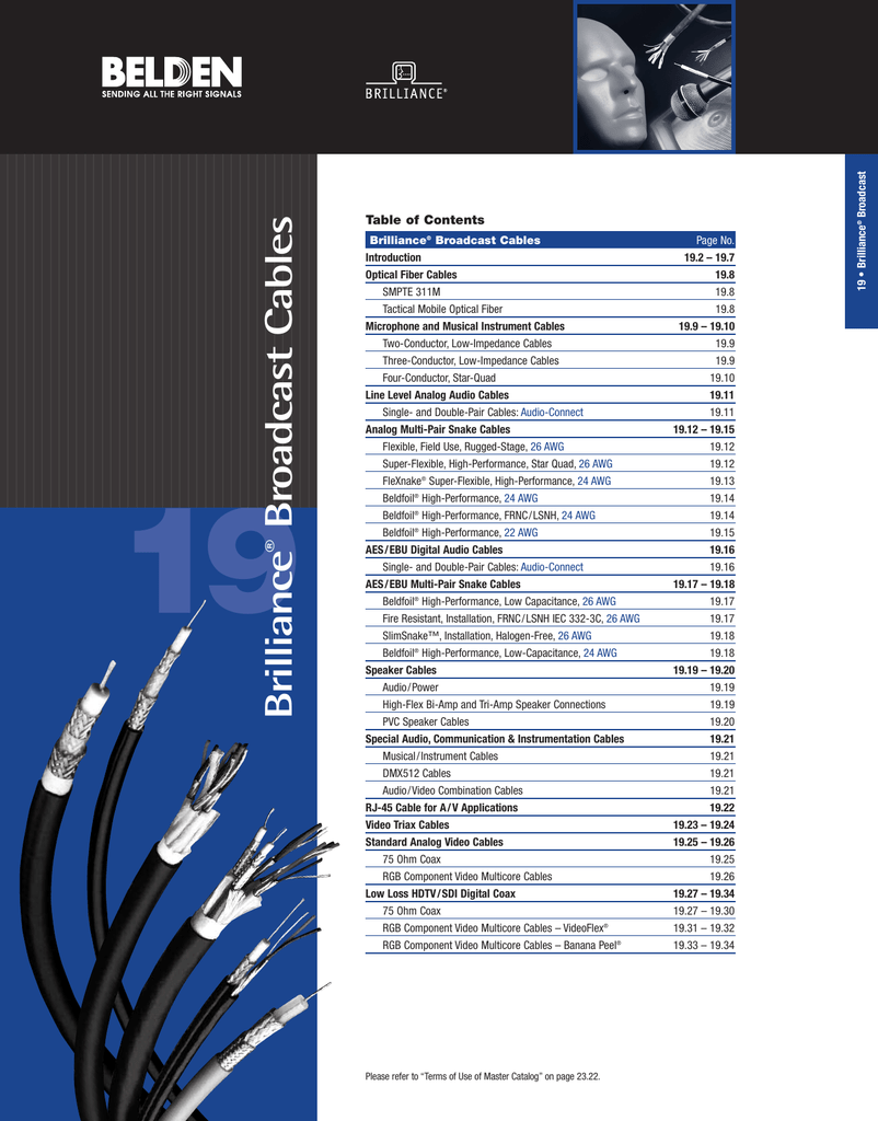 Belden Sdi Cable Chart