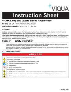 English Instruction Sheet Lamp and Quartz Replacement D4