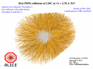 first PbPb collisions at LHC at s = 2.76 A TeV