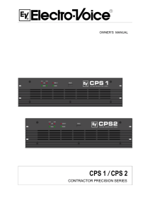 CPS-1/CPS-2 Owner`s Manual 626 KB - Electro