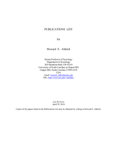 Publications List for Howard E. Aldrich