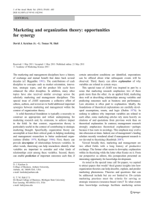 Marketing and organization theory: opportunities for synergy