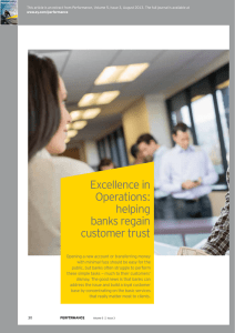 Excellence in Operations: helping banks regain customer trust