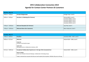 APJC Collaboration Connection 2014 Agenda for Contact