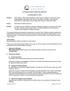 Minutes 05.10.12 Approved 4.25.13 ACADEMIC SENATE MEETING