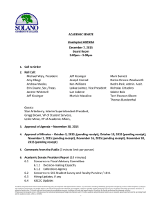 ACADEMIC SENATE Unadopted AGENDA December 7, 2015