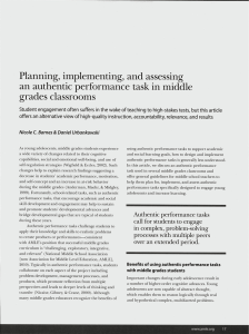 Planning, implementing, and assessing an authentic performance