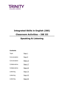 Integrated Skills in English (ISE) Classroom Activities – ISE III