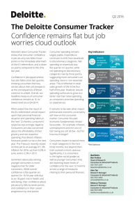 The Deloitte Consumer Tracker Confidence remains flat but job