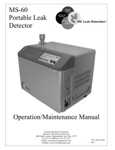 MS-60 Portable Leak Detector Operation/Maintenance Manual