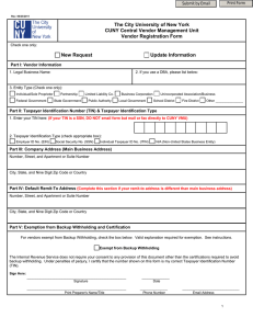 CUNY Vendor Registration Form - The City University of New York