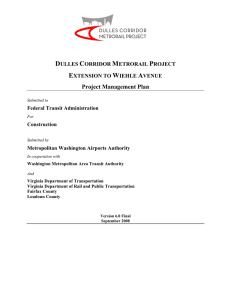 Project Management Plan - Dulles Corridor Metrorail Project
