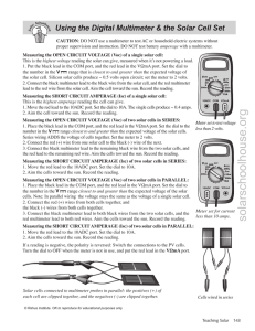 Using the Digital Multimeter with Solar Cells + Troubleshooting guide