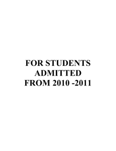 FOR STUDENTS ADMITTED FROM 2010 -2011