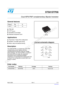 Dual npn-pnp complementary bipolar transistor