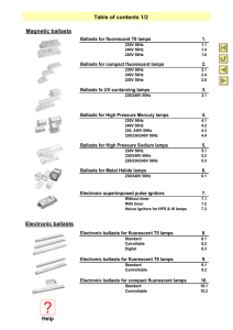Table of contents 1/2 Magnetic ballasts Electronic ballasts
