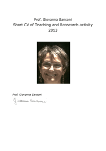 Short CV of Teaching and Reasearch activity 2013