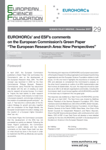 EUROHORCs` and ESF`s comments on the European Commission`s
