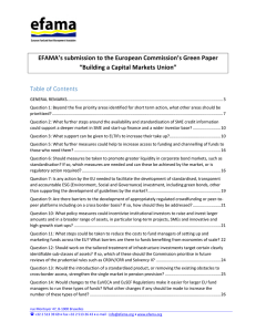 EFAMA`s submission to the European Commission`s Green Paper