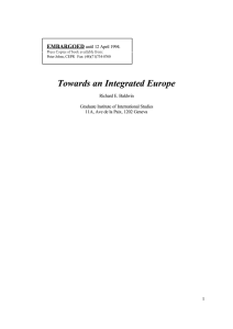 Towards an Integrated Europe - Graduate Institute of International