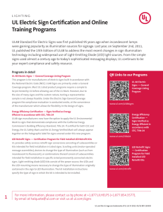 UL Electric Sign Certification and Online Training Programs SellSheet