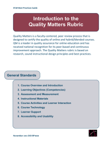 Introduction to the Quality Matters Rubric