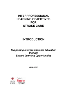 interprofessional learning objectives for stroke care introduction