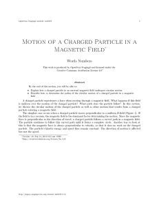 Motion of a Charged Particle in a Magnetic Field