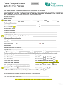 Owner Occupant/Investor Sales Contract Package