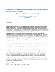 Contracting for Managed Substance Abuse and Mental Health