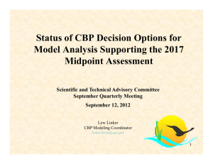 Status of CBP Decision Options for Model Analysis Supporting the