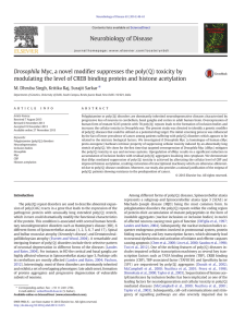 Drosophila Myc, a novel modifier suppresses the poly(Q) toxicity by