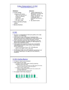 Video Compression 1: H 261 H 261 H 261 Coding Basics