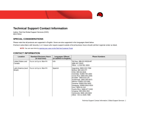 Technical Support Contact Information