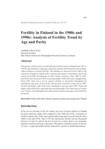 Fertility in Finland in the 1980s and 1990s: Analysis of Fertility Trend