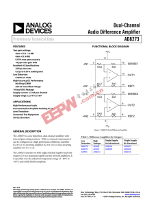 Dual-Channel Audio Difference Amplifier AD8273