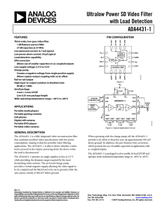 ADA4431-1 Ultralow Power SD Video Filter with Load Detection