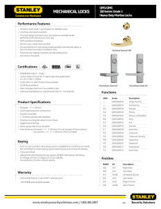 Specifications - Stanley Commercial Hardware