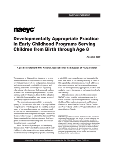 Developmentally Appropriate Practice in Early Childhood Programs