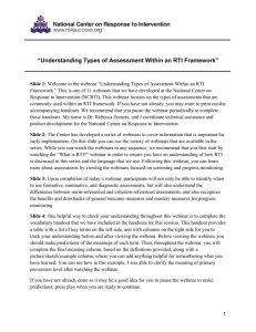 “Understanding Types of Assessment Within an RTI Framework”