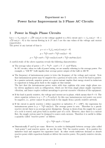 Power factor Improvement in 3 Phase AC Circuits 1 Power in Single