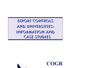 Export Controls and Universities