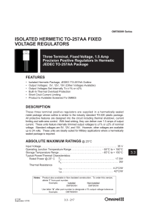 ISOLATED HERMETIC TO-257AA FIXED VOLTAGE REGULATORS