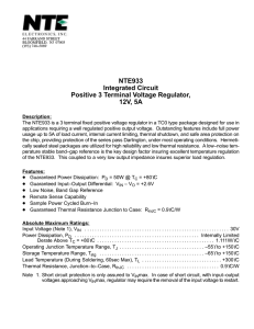 NTE933 Integrated Circuit Positive 3 Terminal Voltage Regulator