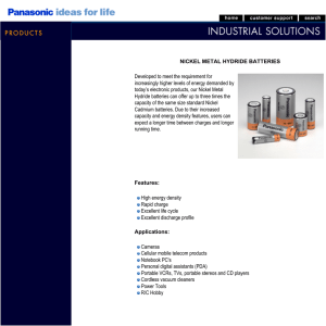 Panasonic Nickel Metal Hydride Batteries (NiMH)