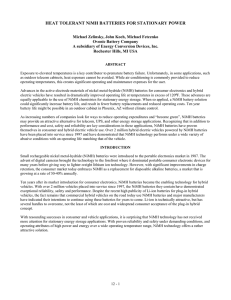HEAT TOLERANT NiMH BATTERIES FOR STATIONARY